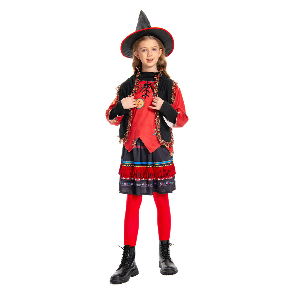 Kinder Mädchen Rock Hut Outfits Hocus Pocus-Dani Dennison Cosplay Kostüm Halloween Karneval Anzug