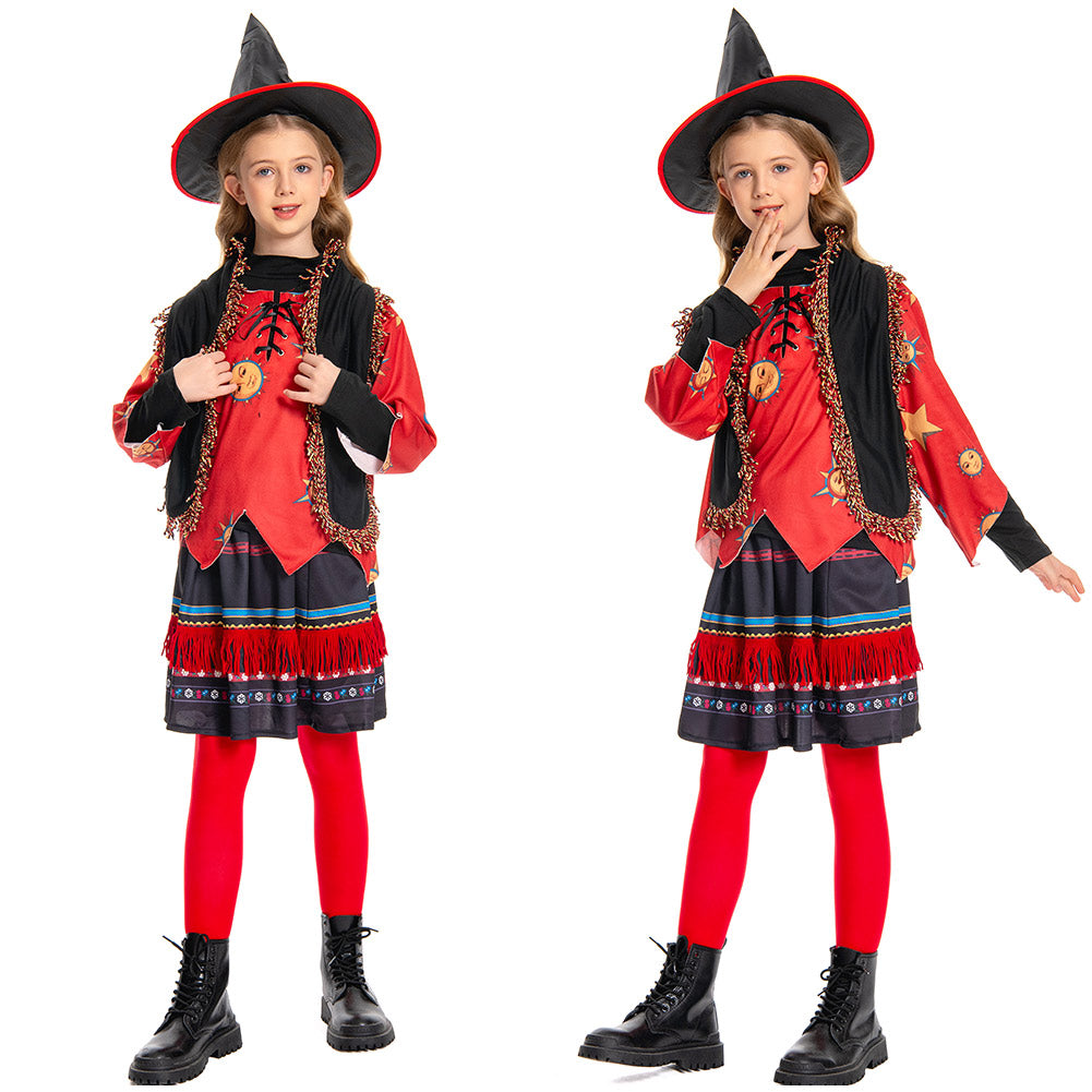 Kinder Mädchen Rock Hut Outfits Hocus Pocus-Dani Dennison Cosplay Kostüm Halloween Karneval Anzug