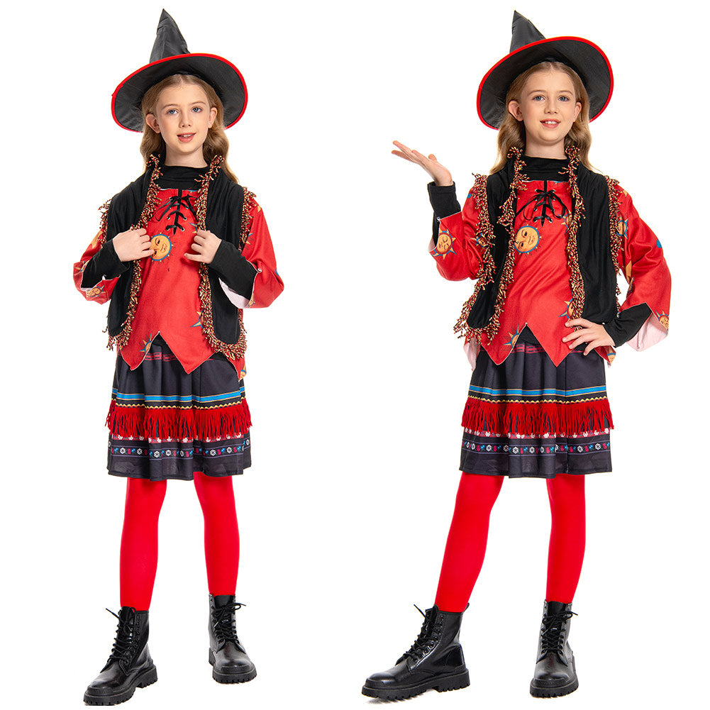 Kinder Mädchen Rock Hut Outfits Hocus Pocus-Dani Dennison Cosplay Kostüm Halloween Karneval Anzug