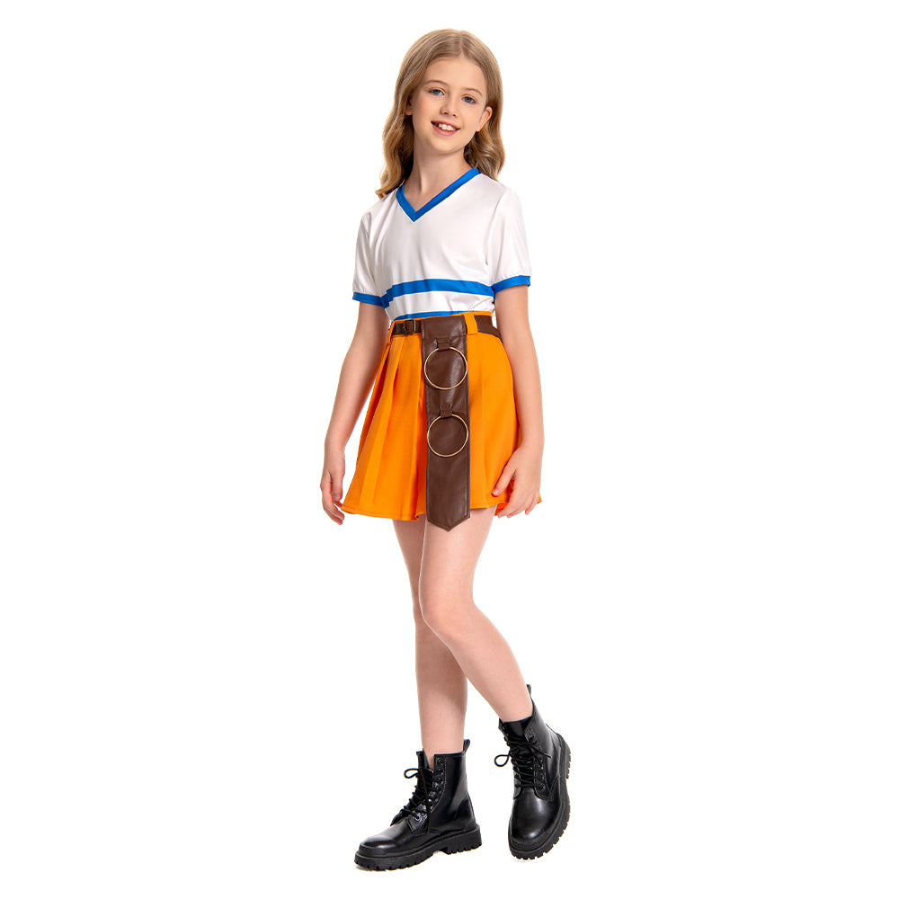 One Piece Kinder Mädchen Kleid Nami Sets Segel Cosplay Kostüm Outfits Halloween Karneval Party Anzug