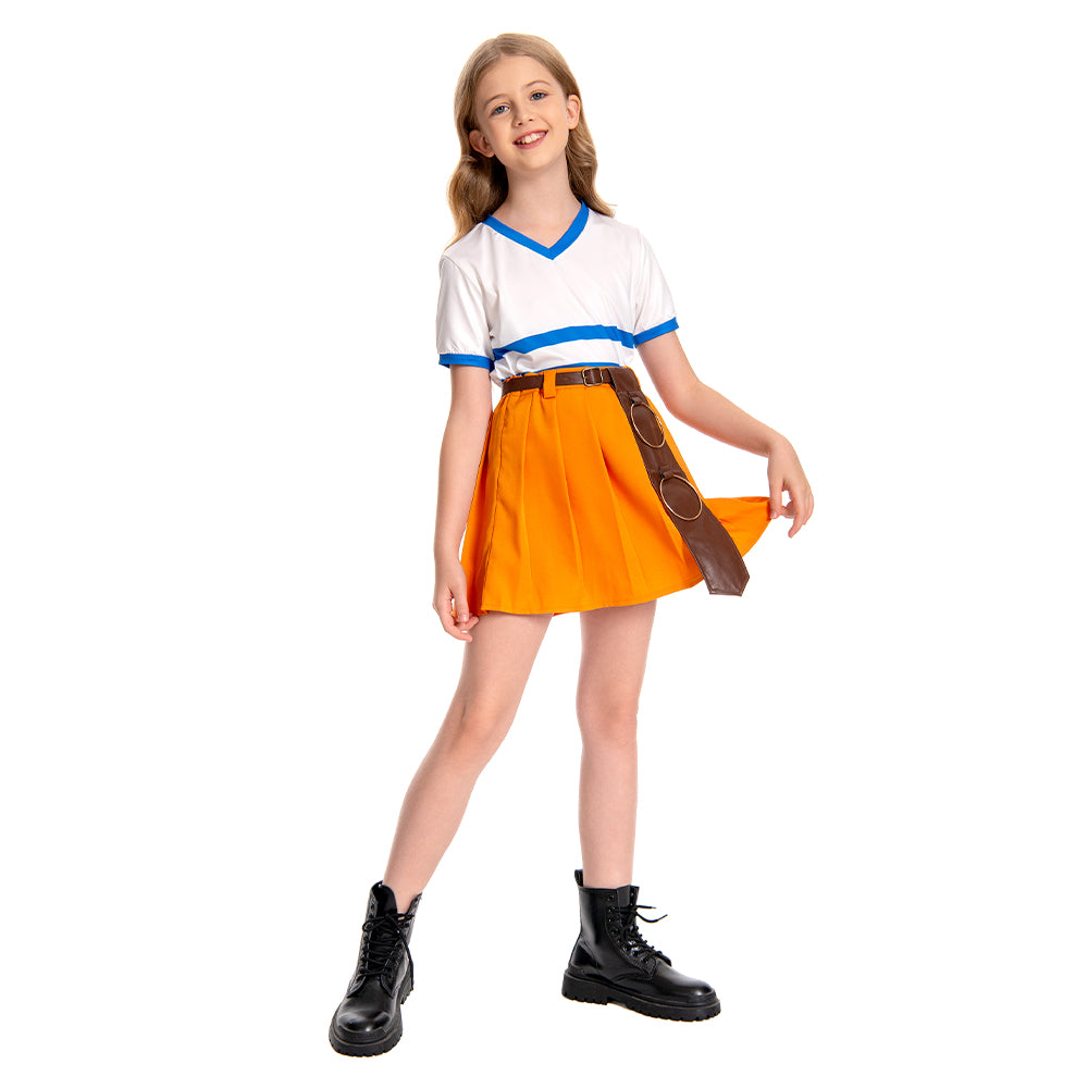 One Piece Kinder Mädchen Kleid Nami Sets Segel Cosplay Kostüm Outfits Halloween Karneval Party Anzug