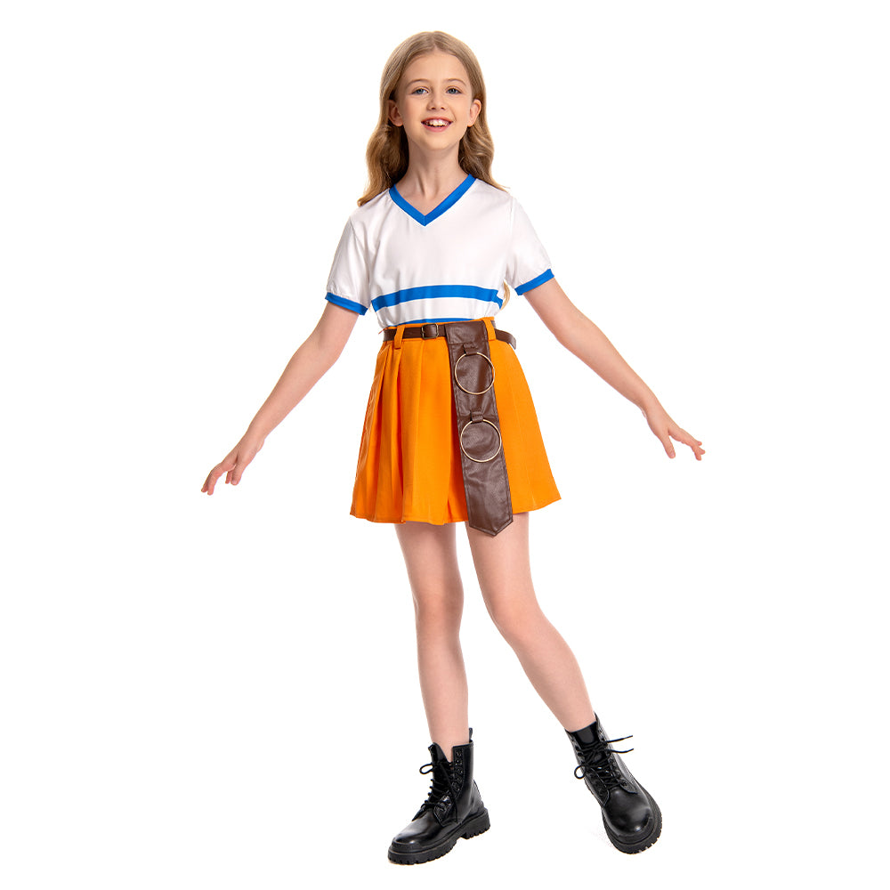 One Piece Kinder Mädchen Kleid Nami Sets Segel Cosplay Kostüm Outfits Halloween Karneval Party Anzug