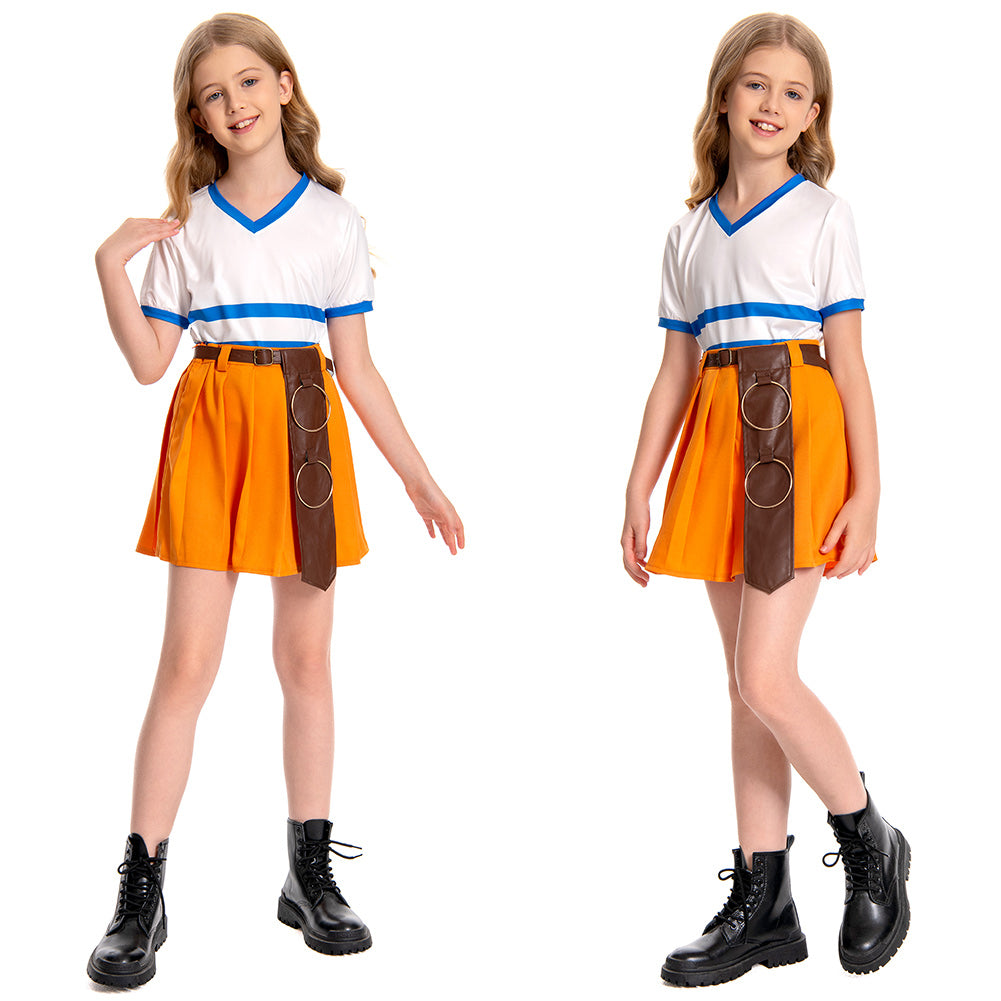 One Piece Kinder Mädchen Kleid Nami Sets Segel Cosplay Kostüm Outfits Halloween Karneval Party Anzug