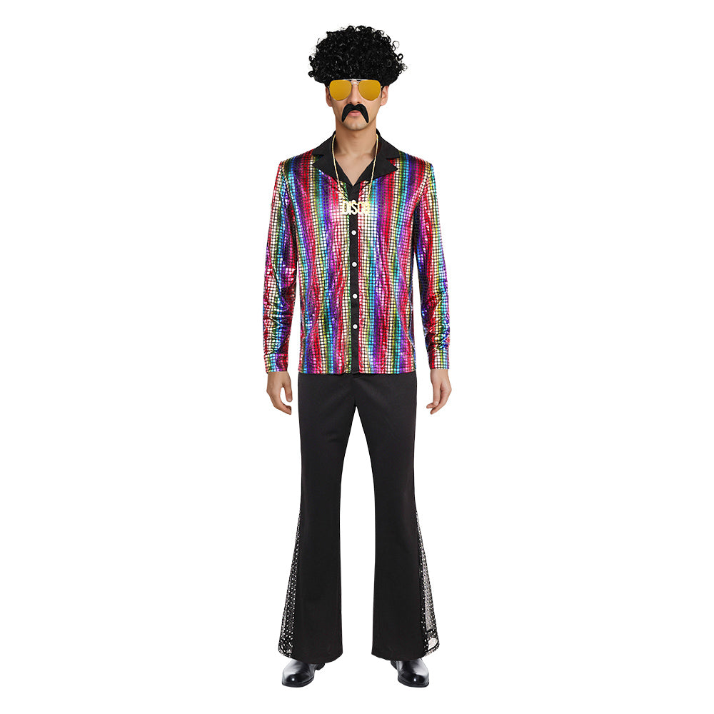 Herren 70er Disco Cosplay Kostüm Outfits Halloween Karneval Anzug