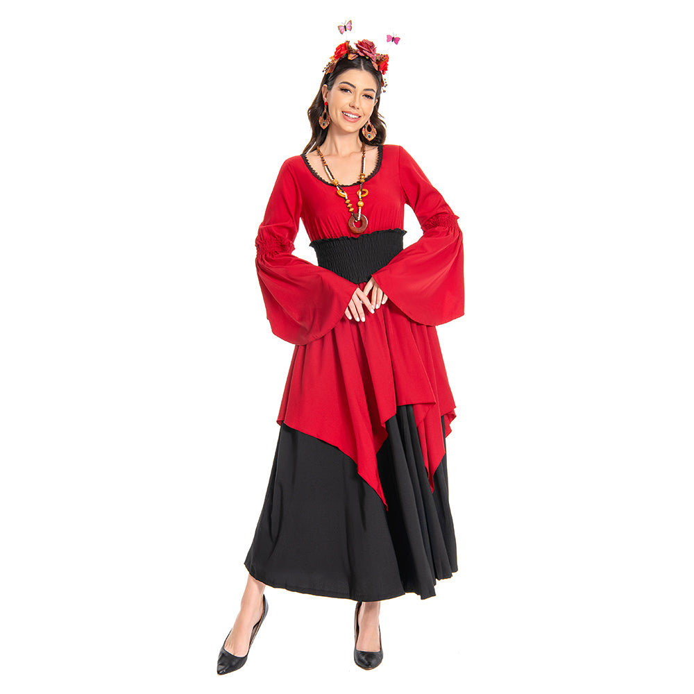 Damen Mittelalterliches Renaissance Viktorianisches Piraten Hexen Mittelalterkleid Cosplay Kostüm Outfits Halloween Karneval Anzug