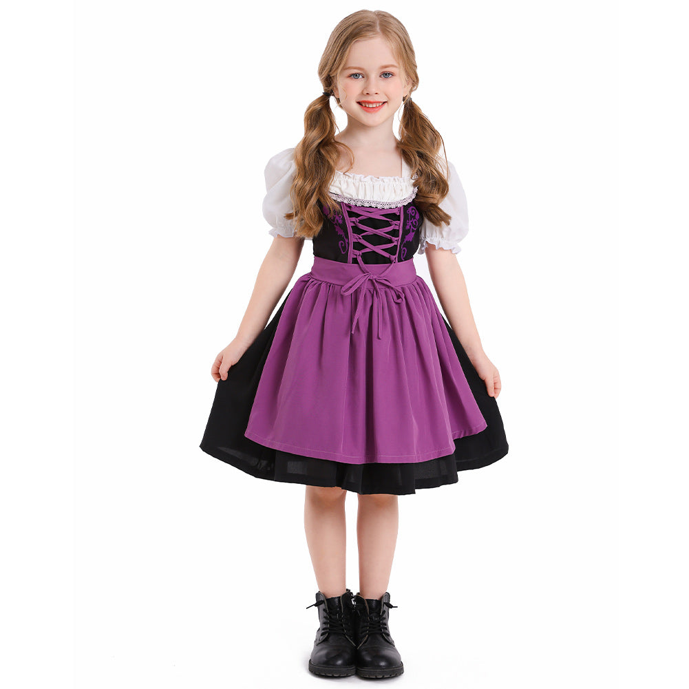 Kinder Mädchen Oktoberfest Kleid Cosplay Kostüm Outfits Halloween Karneval Anzug Bierfest Dienstmädchen Kleid