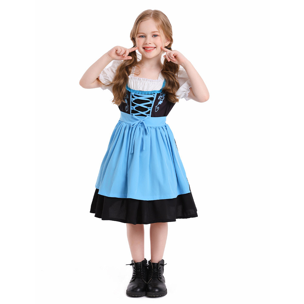 Kinder Mädchen Oktoberfest Kleid Cosplay Kostüm Outfits Halloween Karneval Anzug Bierfest Dienstmädchen Kleid