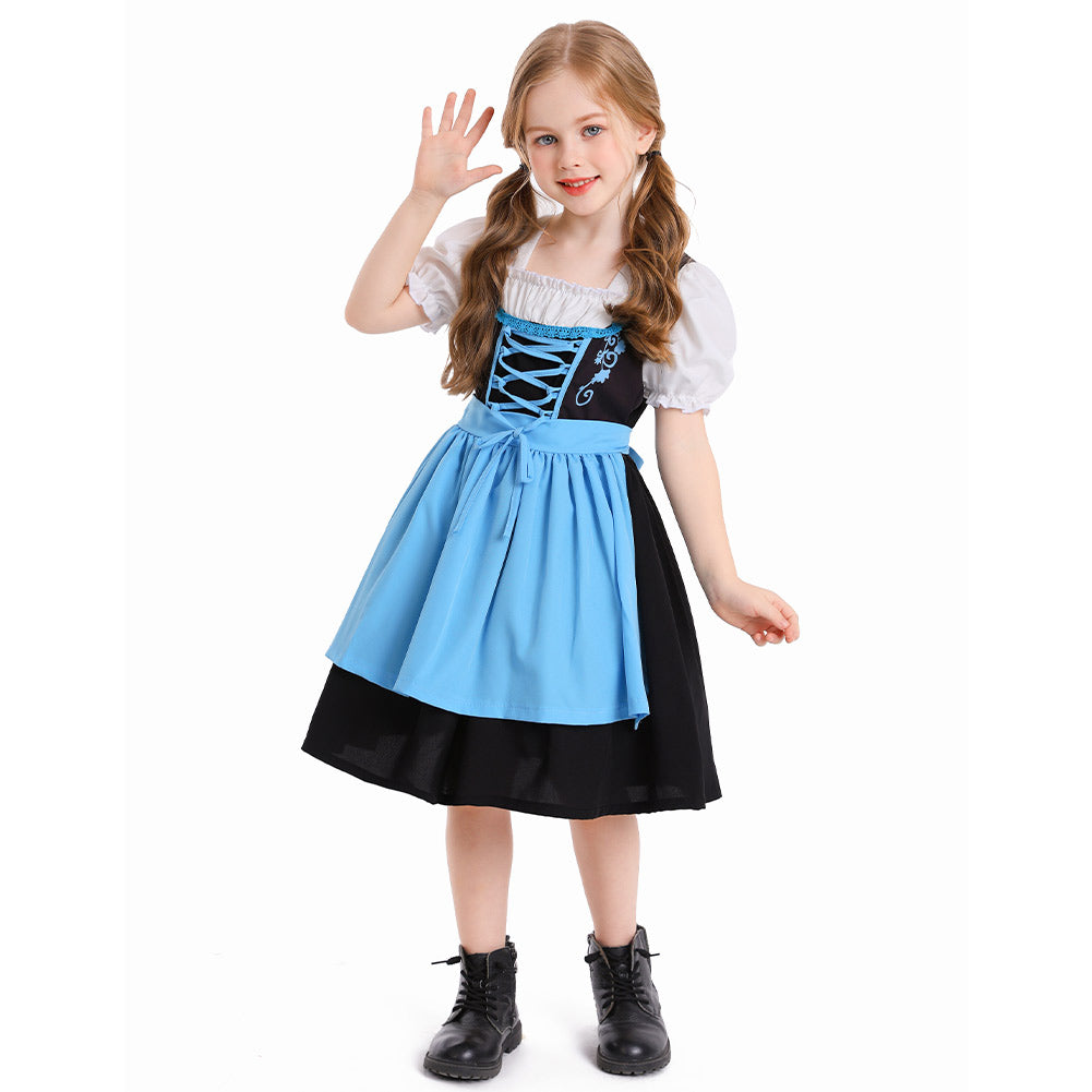 Kinder Mädchen Oktoberfest Kleid Cosplay Kostüm Outfits Halloween Karneval Anzug Bierfest Dienstmädchen Kleid