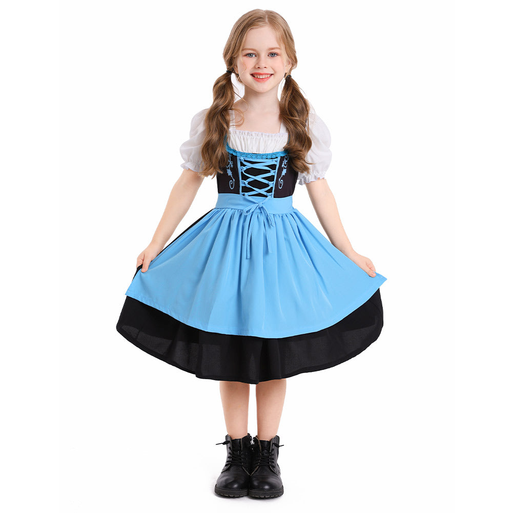 Kinder Mädchen Oktoberfest Kleid Cosplay Kostüm Outfits Halloween Karneval Anzug Bierfest Dienstmädchen Kleid