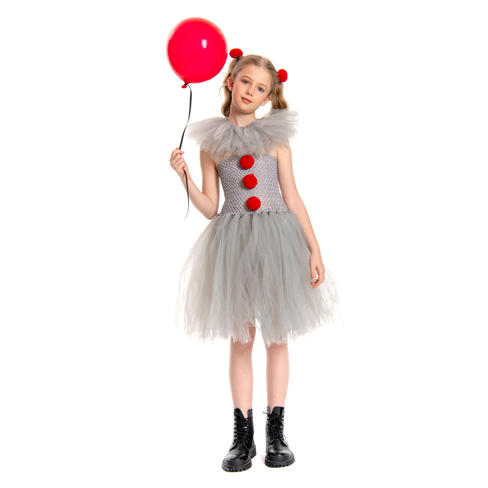 Mädchen Tülle Kleid  Pennywise Hochzeit Partykleid Geburstag Festkleid Ärmellos Kostüm