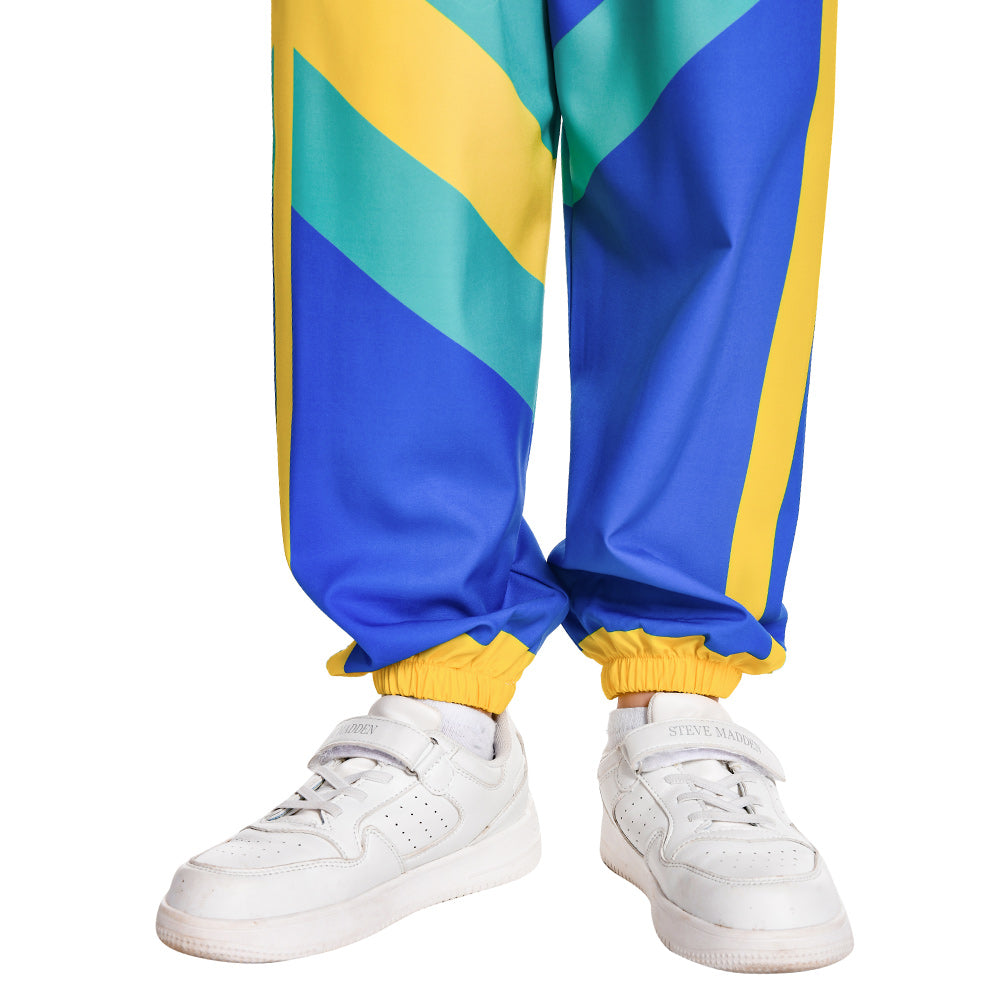 Kinder Bühnenkostüm Blau Retro Tanzkleidung Sportbekleidung Set Outfits Halloween Karneval Anzug