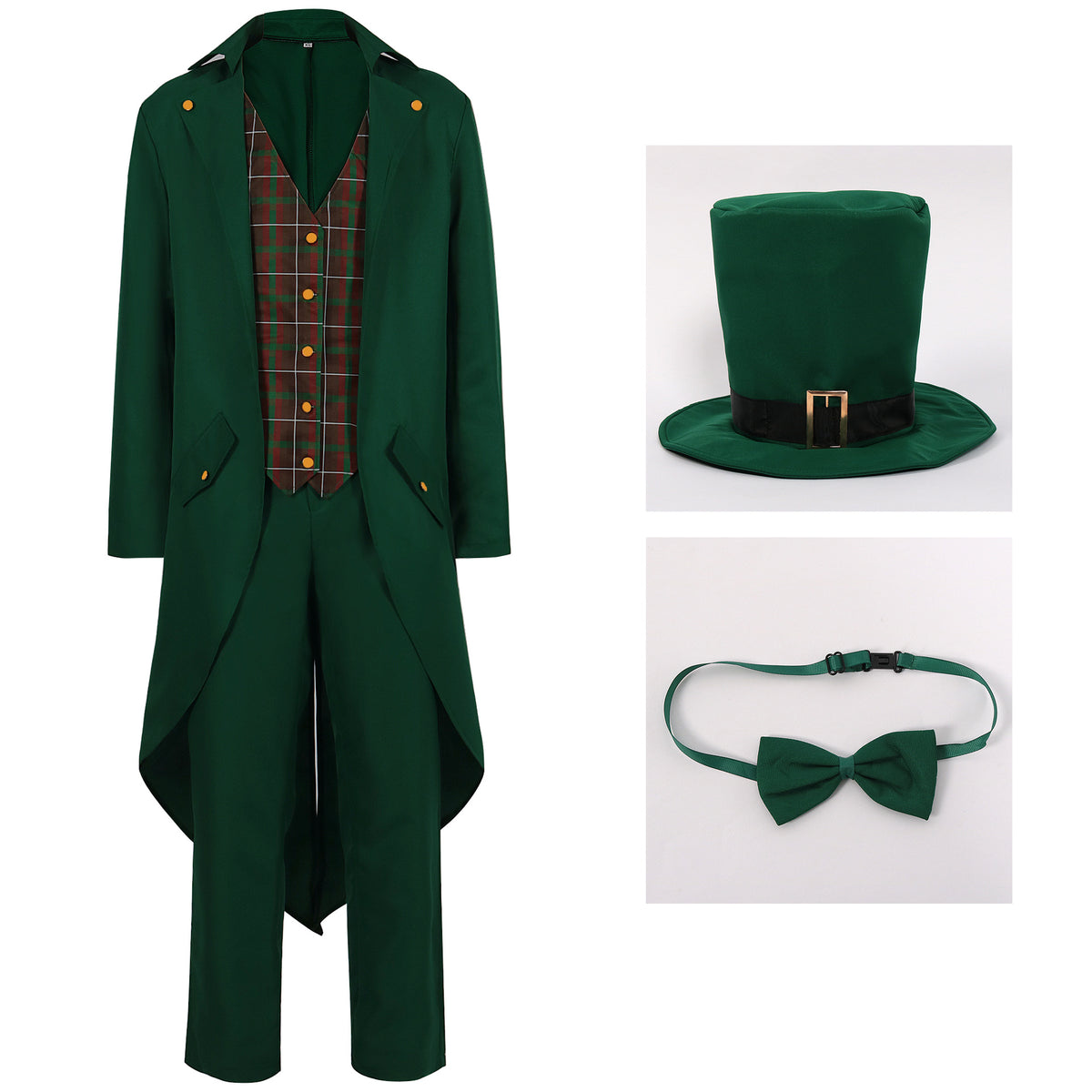 Herren Steampunk St. Patrick's Day Retro Cosplay Kostüm Outfits Halloween Karneval Anzug