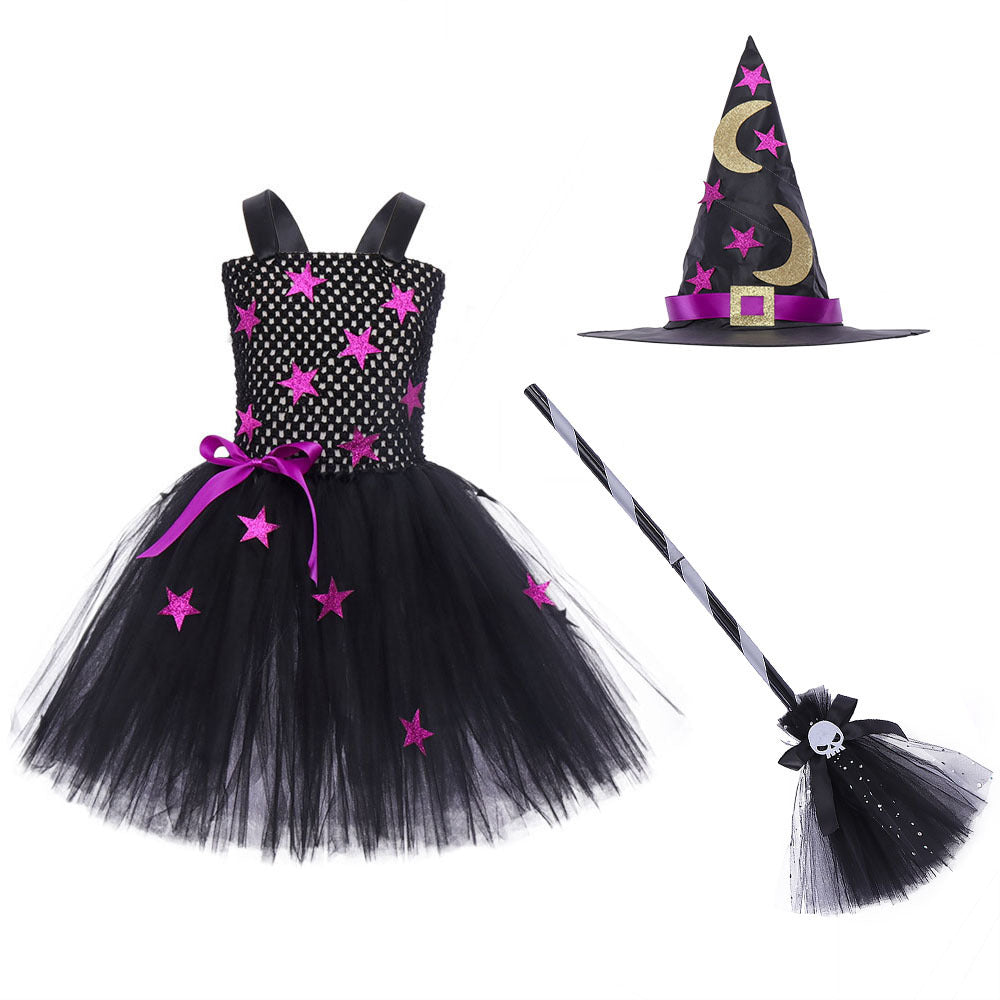 Kinder Mädchen tutu Kleid Hexe Cosplay Kostüm Outfits Halloween Party Karneval Anzug