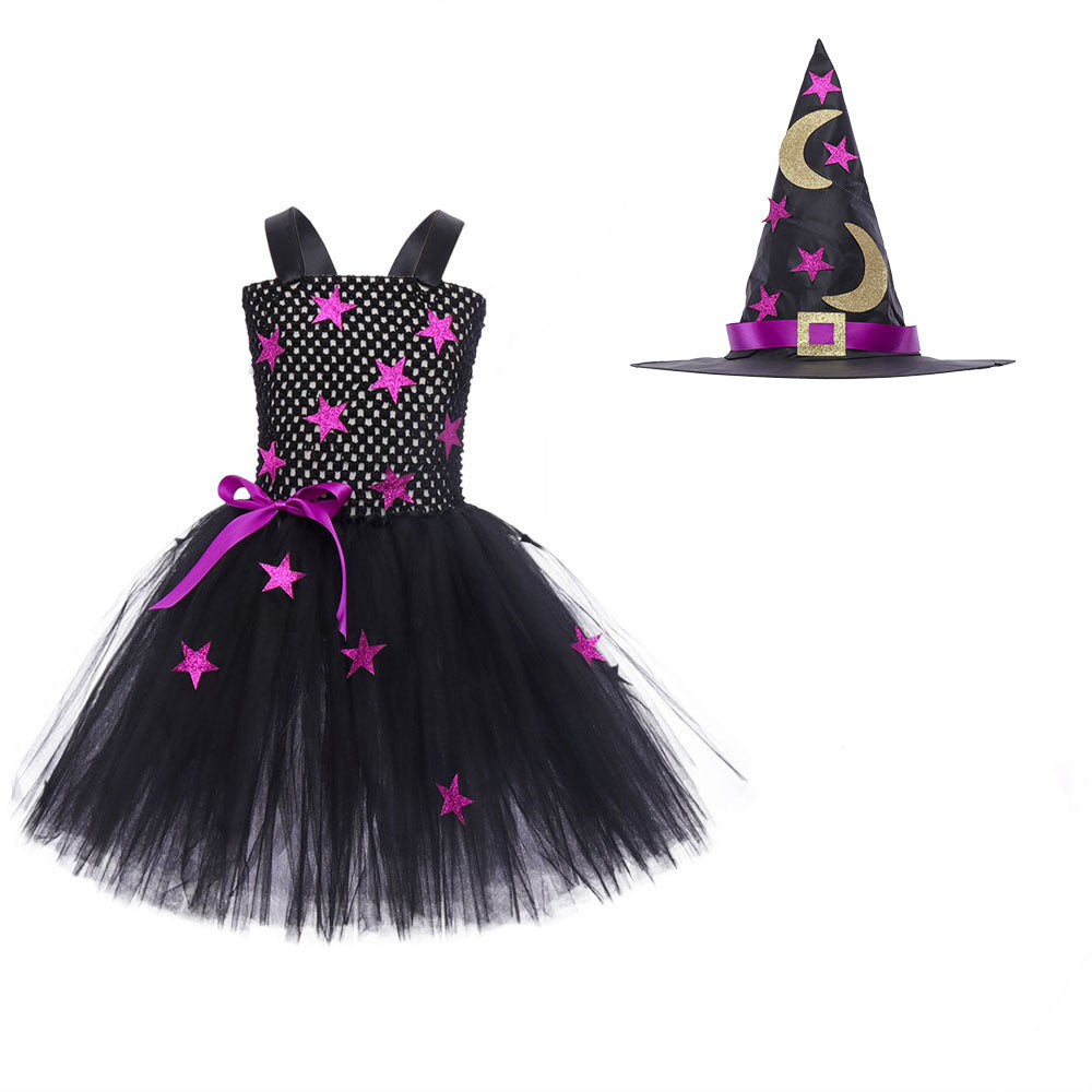 Kinder Mädchen tutu Kleid Hexe Cosplay Kostüm Outfits Halloween Party Karneval Anzug