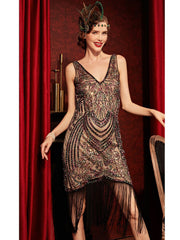 Damen 1920er Jahre Stil Charleston Kleid Flapper Kleider Voller Pailletten Retro klassische Motto Party