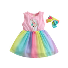 Kinder Ostern Mädchen Cartoon Hase Ostern Regenbogen Kleid Halloween Karneval Outfits