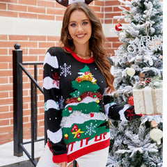 Damen 2024 Weihnachten Pullover Weihnachtsbaum Print Pullover Cosplay Kostüm Outfits Halloween Karneval Anzug