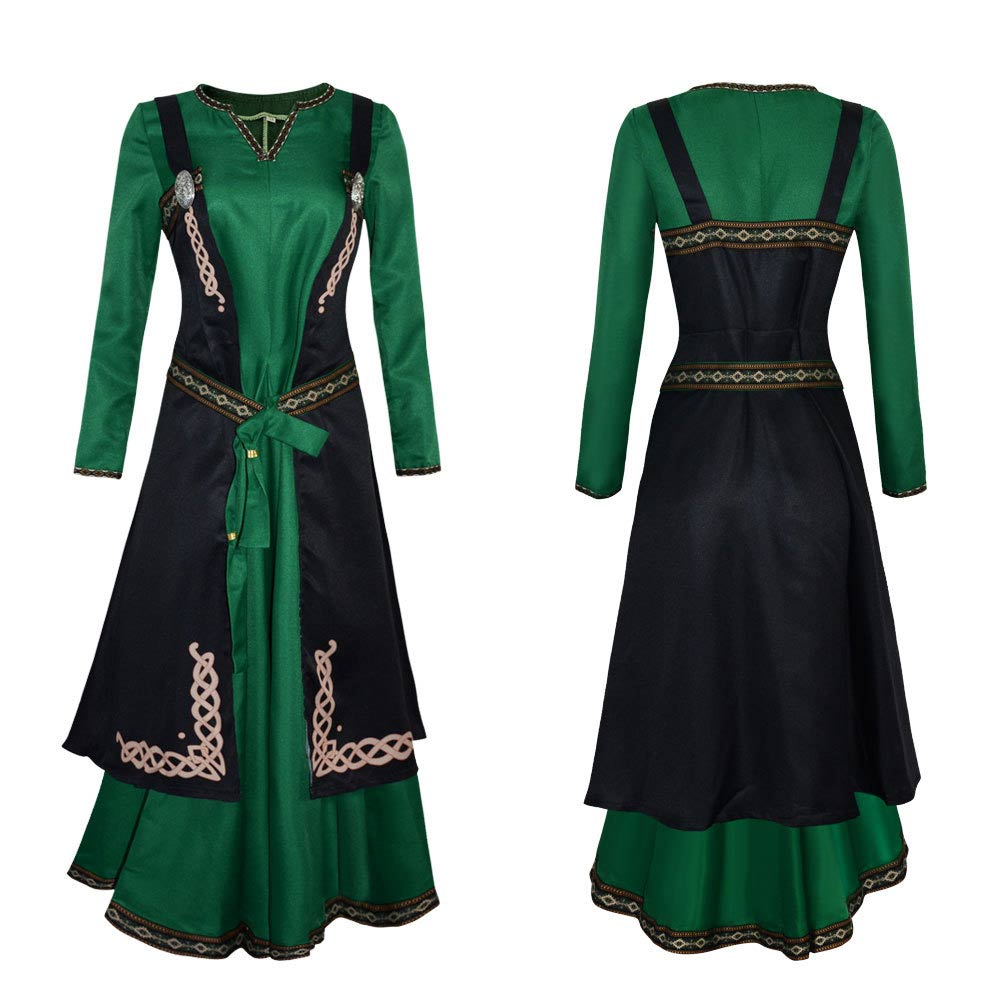 Damen Kleid Mittelalterliche Renaissance Wikinger Schürze Zweiteiliges Set