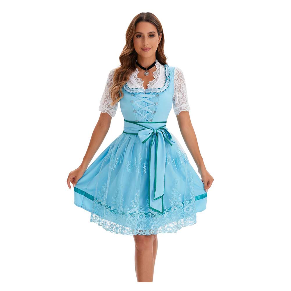 Damen Kleid Oktoberfest Münchner Bierfest Cosplay Kostüm Outfits Halloween Faschingsanzug