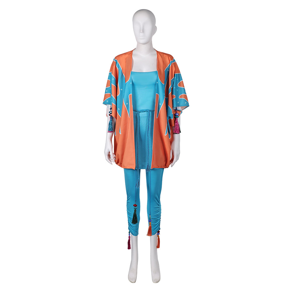 Damen Retro Style ABBA Cosplay Kostüm Outfits Halloween Karneval Anzug Anni-Frid Synni Lyngstad