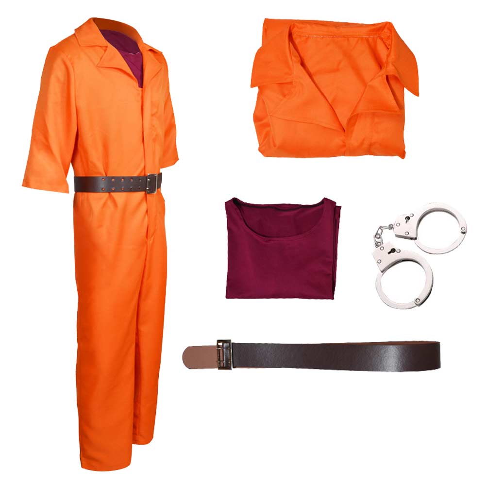 Erwachsene Luigi Gefängnis-Uniform Orange Set Cosplay Kostüm Outfits Halloween Karneval Anzug