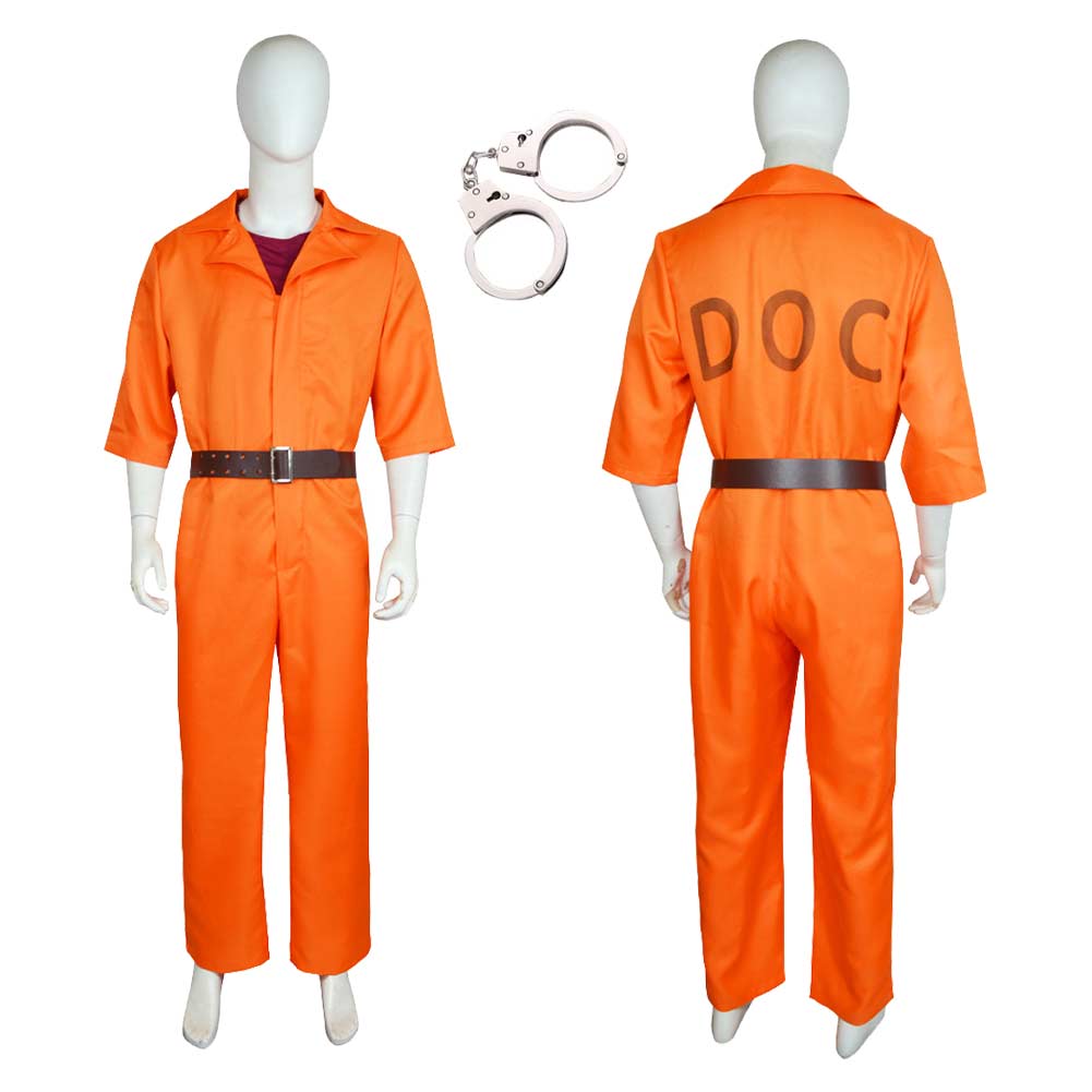 Erwachsene Luigi Gefängnis-Uniform Orange Set Cosplay Kostüm Outfits Halloween Karneval Anzug