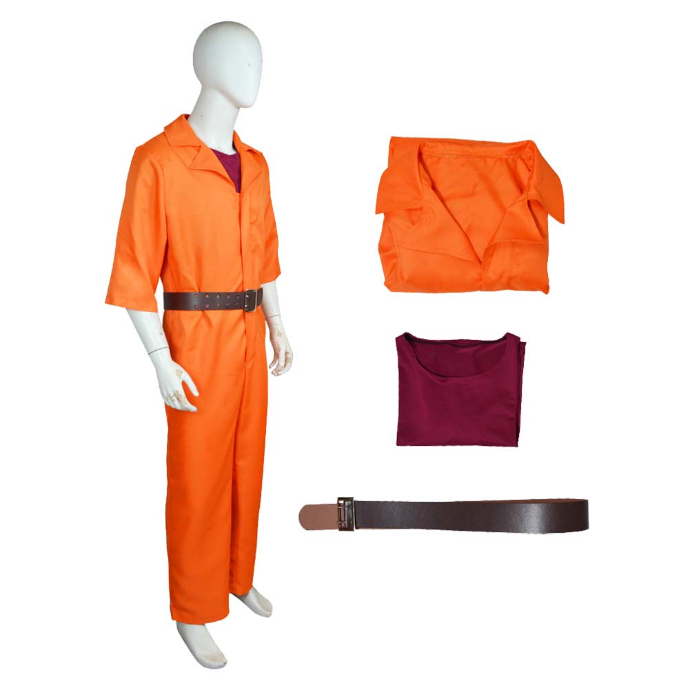 Erwachsene Luigi Gefängnis-Uniform Orange Set Cosplay Kostüm Outfits Halloween Karneval Anzug