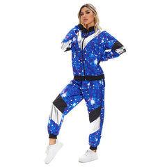 Erwachsene Unisex Rerto Hip Hop Disco Cosplay Kostüm Outfits Halloween Karneval Anzug