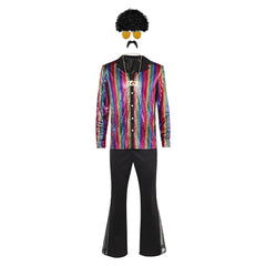 Herren 70er Disco Cosplay Kostüm Outfits Halloween Karneval Anzug