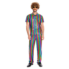 Herren 70er Jahre Cosplay Kostüm Outfits Halloween Karneval Anzug Disco