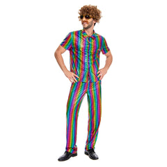 Herren 70er Jahre Cosplay Kostüm Outfits Halloween Karneval Anzug Disco