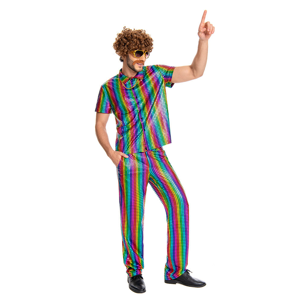 Herren 70er Jahre Cosplay Kostüm Outfits Halloween Karneval Anzug Disco