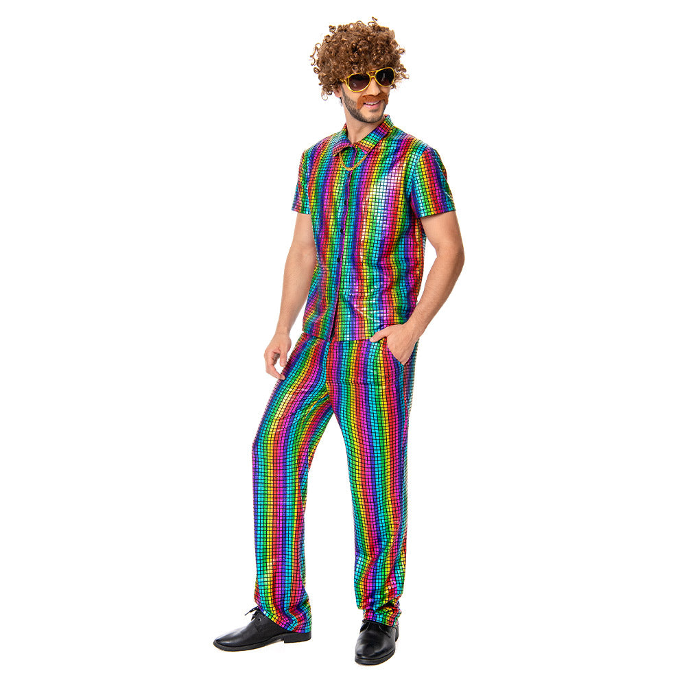 Herren 70er Jahre Cosplay Kostüm Outfits Halloween Karneval Anzug Disco