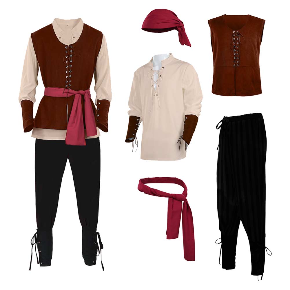 Herren Cosplay Kostüm Outfits Halloween Karneval Anzug Pirat