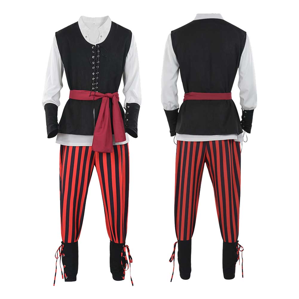 Herren Pirat Cosplay Kostüm Outfits Halloween Karneval Anzug