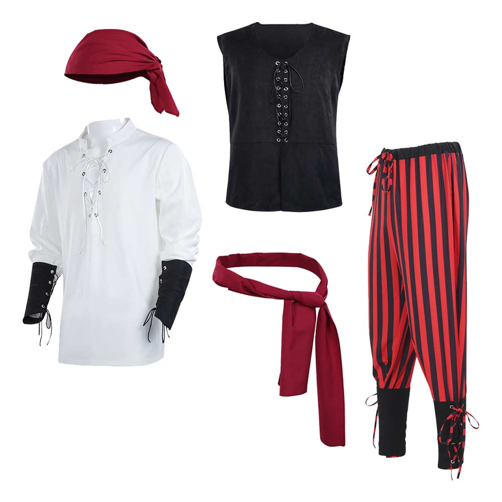 Herren Pirat Cosplay Kostüm Outfits Halloween Karneval Anzug