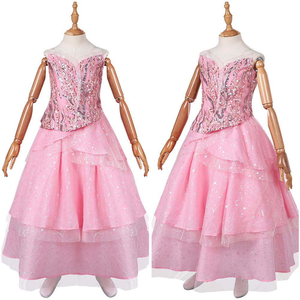 Kinder Mädchen Glinda cos Kleid Wicked Cosplay Kostüm Outfits Halloween Karneval Anzug