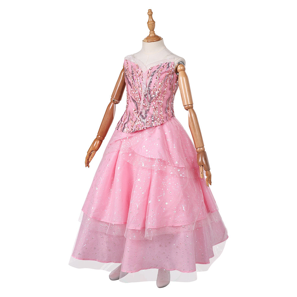 Kinder Mädchen Glinda cos Kleid Wicked Cosplay Kostüm Outfits Halloween Karneval Anzug