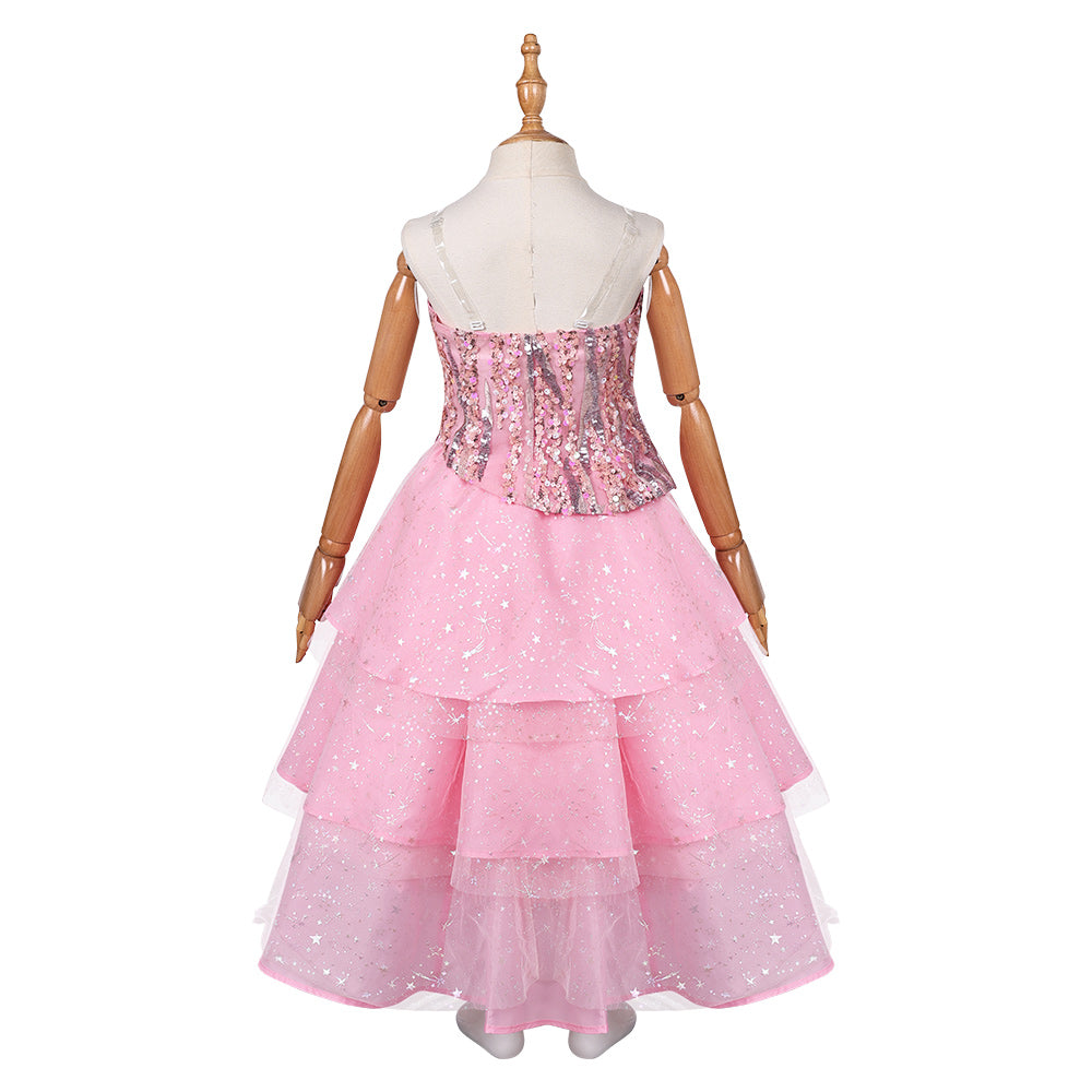 Kinder Mädchen Glinda cos Kleid Wicked Cosplay Kostüm Outfits Halloween Karneval Anzug