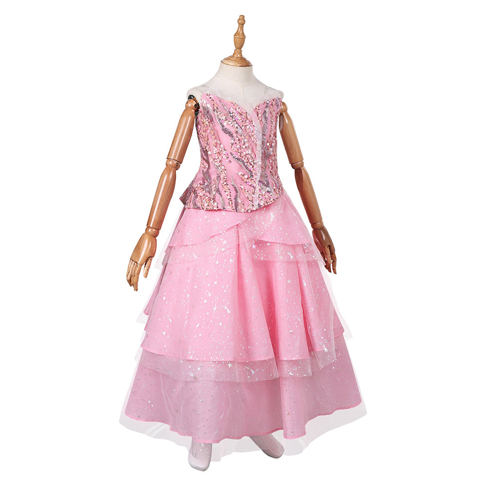 Kinder Mädchen Glinda cos Kleid Wicked Cosplay Kostüm Outfits Halloween Karneval Anzug