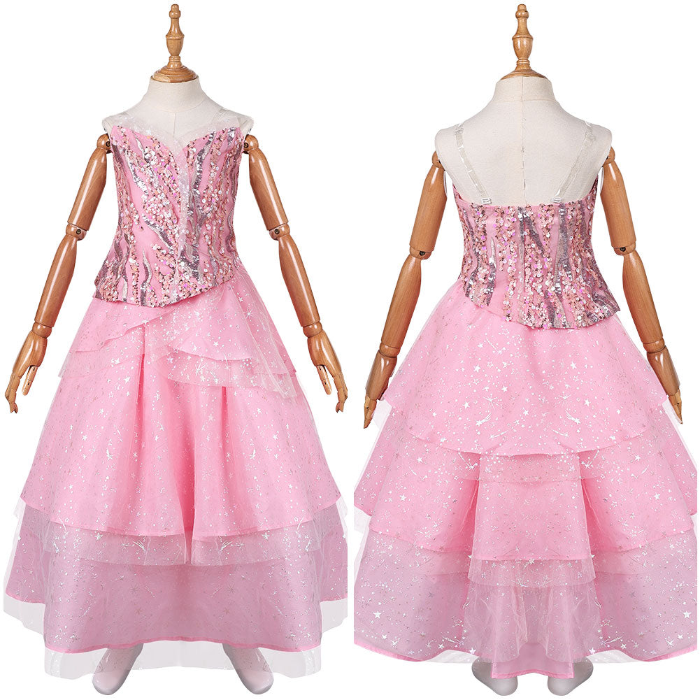 Kinder Mädchen Glinda cos Kleid Wicked Cosplay Kostüm Outfits Halloween Karneval Anzug