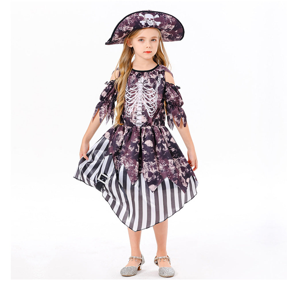 Kinder Mädchen Kleid Piraten Cosplay Kostüm Outfits Halloween Karneval Anzug