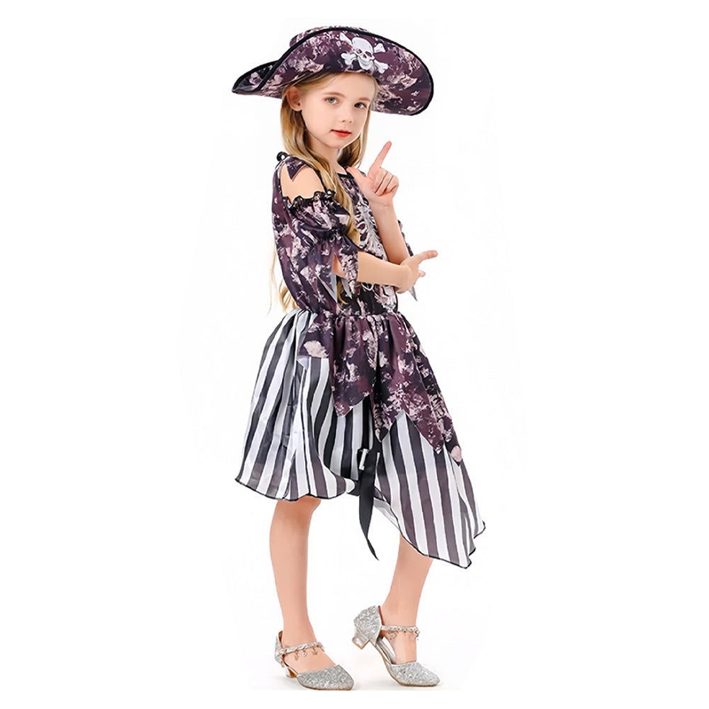 Kinder Mädchen Kleid Piraten Cosplay Kostüm Outfits Halloween Karneval Anzug