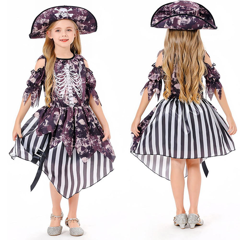 Kinder Mädchen Kleid Piraten Cosplay Kostüm Outfits Halloween Karneval Anzug