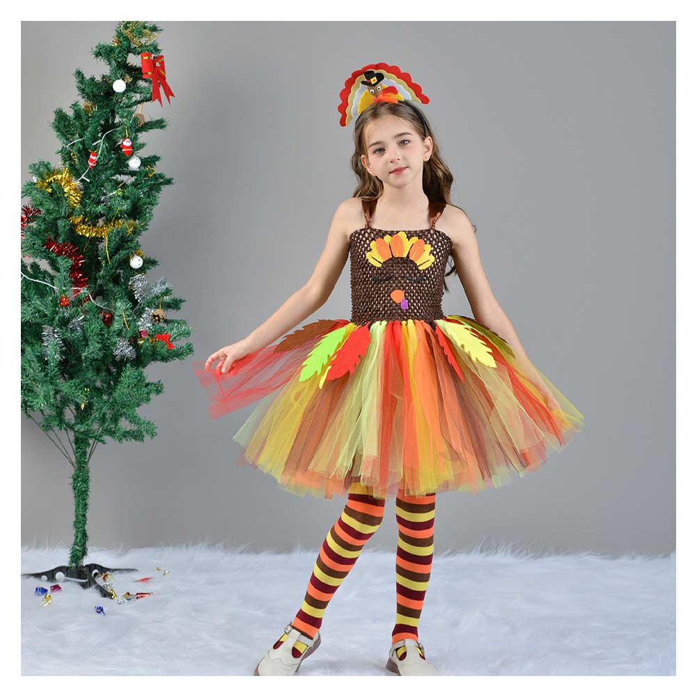 Kinder Mädchen tuitu Kleid Thanksgiving Truthahn Cosplay Kostüm Outfits Halloween Karneval Anzug