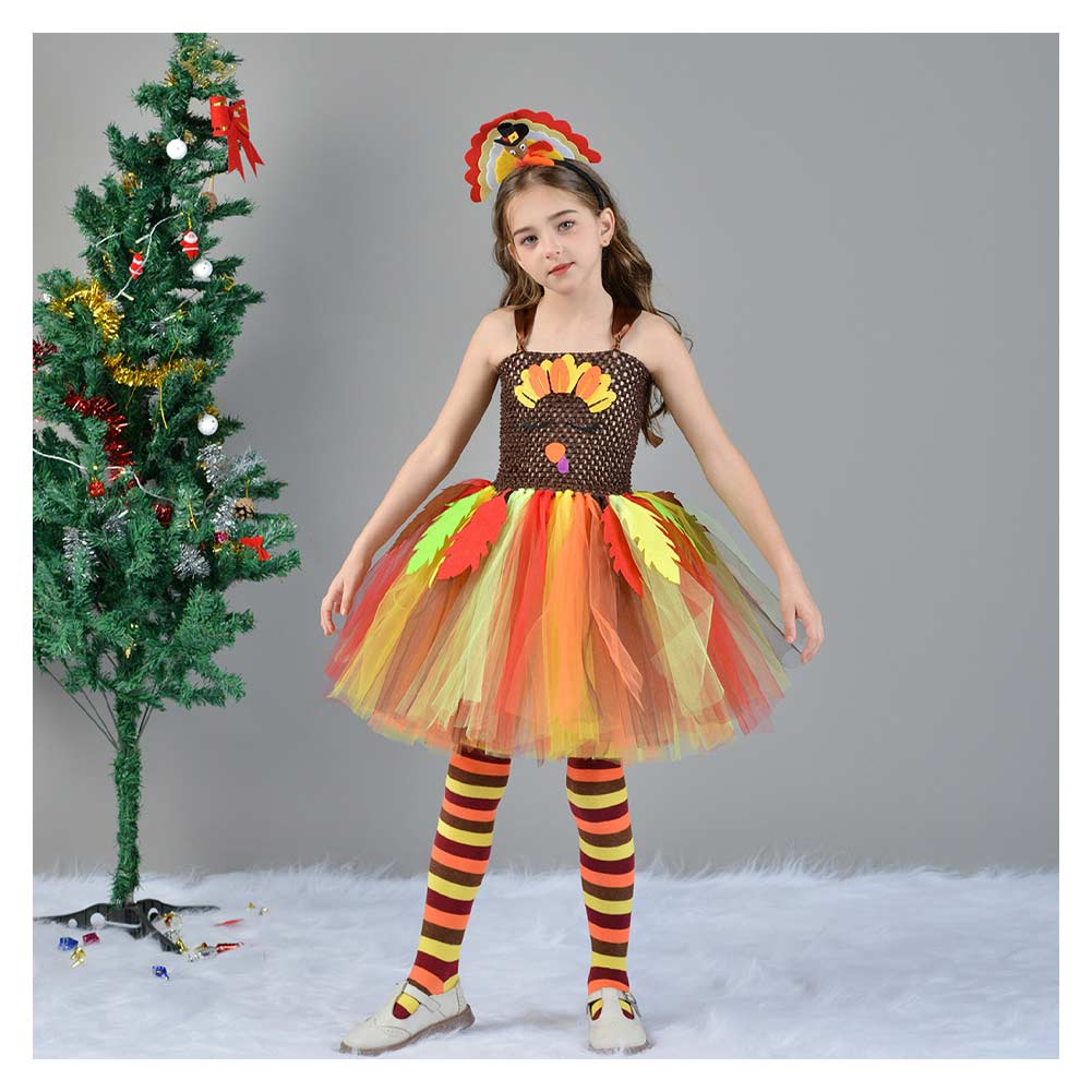 Kinder Mädchen tuitu Kleid Thanksgiving Truthahn Cosplay Kostüm Outfits Halloween Karneval Anzug