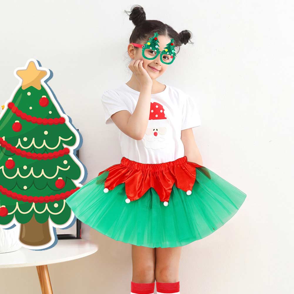 Kinder Mädchen Tutu Kleid Cosplay Kostüm Outfits Halloween Karneval Anzug 6-teiliges Set Weihnachten