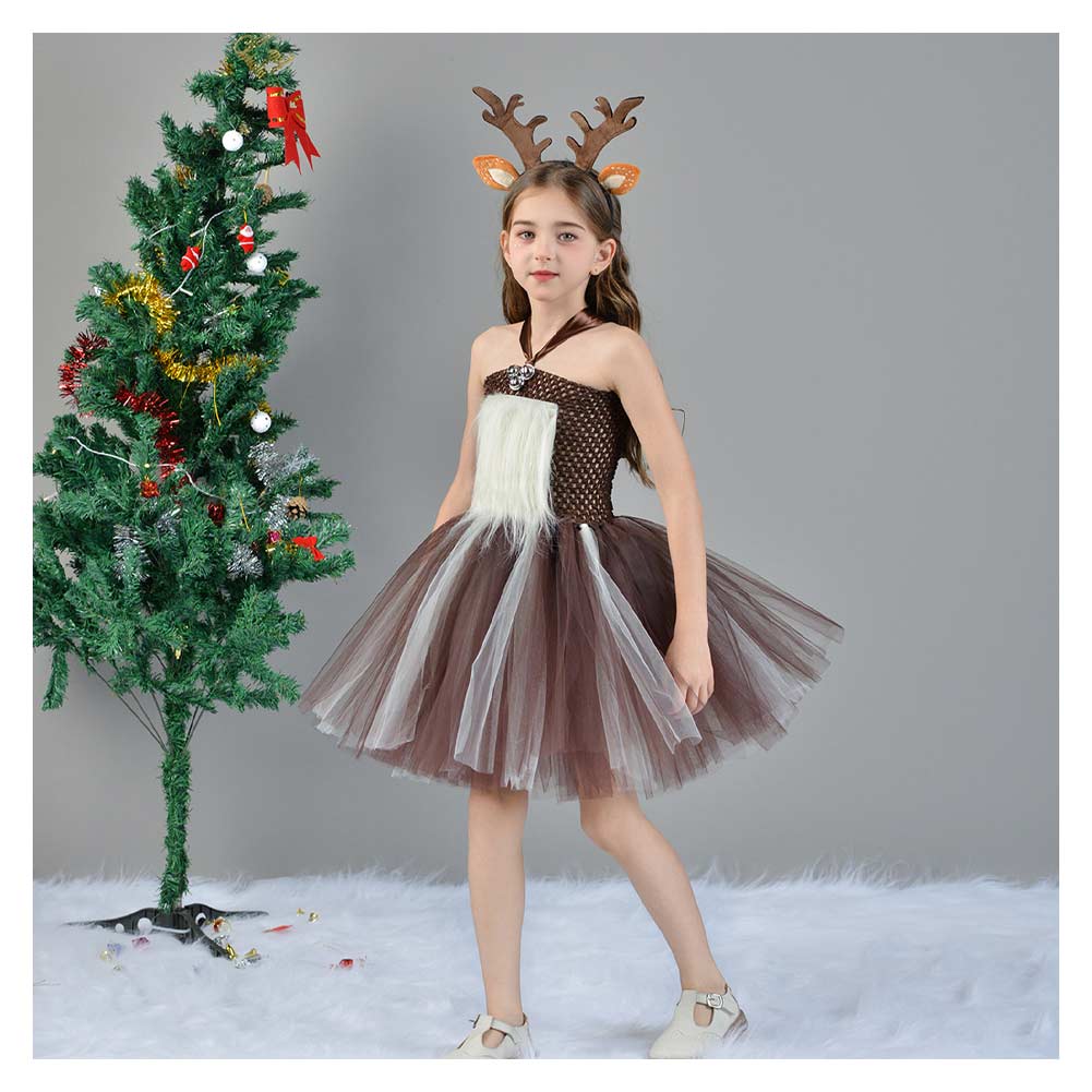 Kinder Mädchen tutu Kleid Elch Cosplay Kostüm Outfits Halloween Karneval Anzug