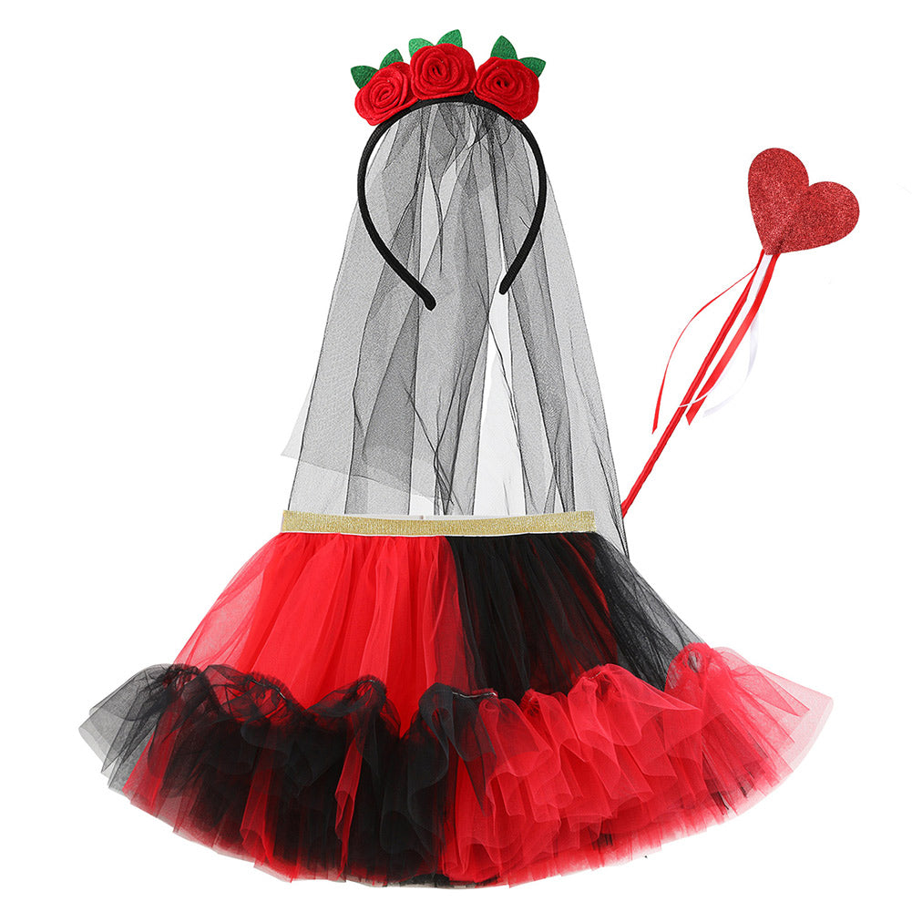 Kinder Mädchen Tutu Rock Set Cosplay Kostüm Outfits Halloween Karneval Anzug Braut Haarband Zauberstab