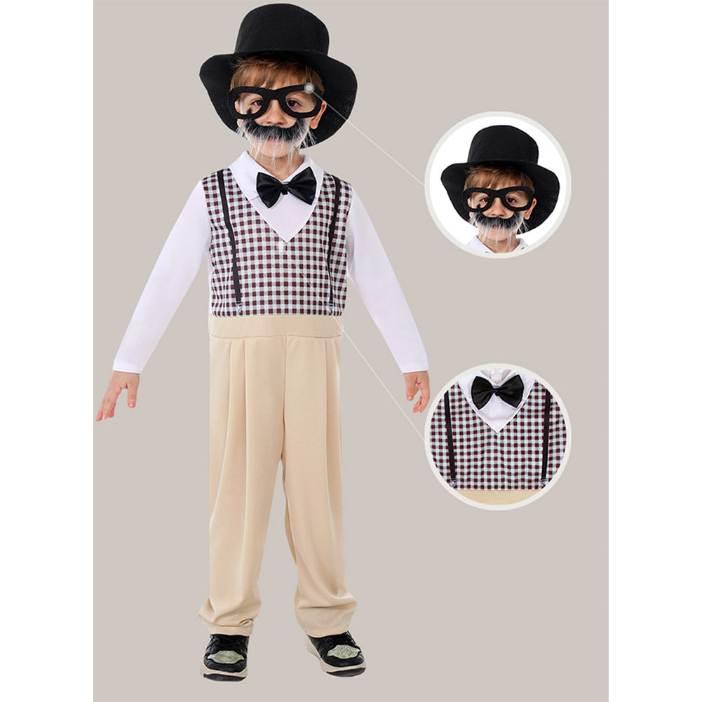 Kinder Opa Gentleman Cosplay Kostüm Outfits Halloween Karneval Anzug